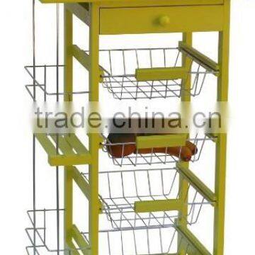 foldable kitchen trolley with four baskets