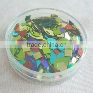 50g/box colorful mix shape and sizes pet balloon&star&roung&squre&cake&tree shape party confetti, circular sequines