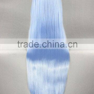 High Quality 100cm Long Straight Touhou Project-Hinanawi Tenshi Light Blue Synthetic Anime Wig Cosplay Hair Wig Party Wig photo-5