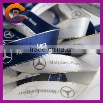 Blue logo printed custom made cheap silver foil print ribbon
