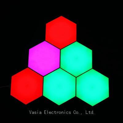 Lámpara de pared hexagonal táctil controlada por control remoto, luces modulares, decoración creativa, luz cuántica hexagonal inteligente, luces táctiles