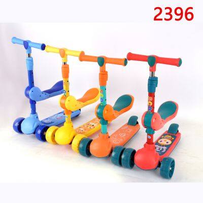Children's Scooters Children's 3-wheel Music Glowing Folding Toys, Outdoor Sliding Sports, Boys and Girls Kids Kick
