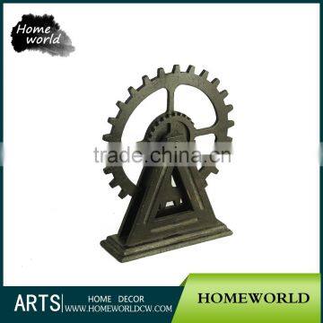 Antique Wood Craft Popular Wheel Gear Design Table Home Decoration Set