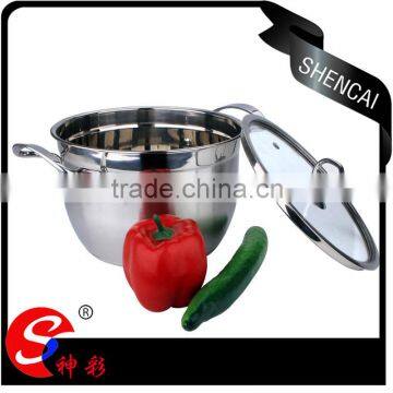 201 stainless steel capsule bottom kitchen cooking utensil/ glass lid stock pot