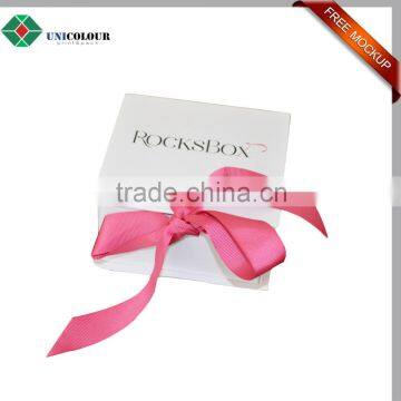 Light Green Cardboard Jewelry Box Custom With Ribbon Closure photo-6