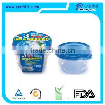 739ml 3 pack round plastic food container disposable tableware