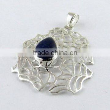 Charming Blue Lapis Pendant, Silver Jewellery India, Gemstone Silver Jewellery photo-3
