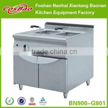 Restaurant Equipment Free Standing 2 Tanks Stainless Steel Gas Deep Fat Fryer With Cabinet BN900-G801