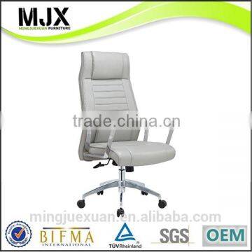 aluminium base PU swivel chair with back cushion