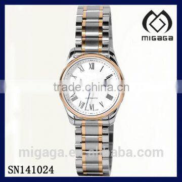 Two tone plated solid stainless steel 316L women's watch with sapphire crystal