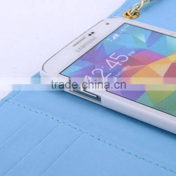 Wallet Design Bright Grid Handbag Magnetic Flip PC PU Leather Case for Samsung Galaxy S6 With Rhinestone Bowknot Buckle