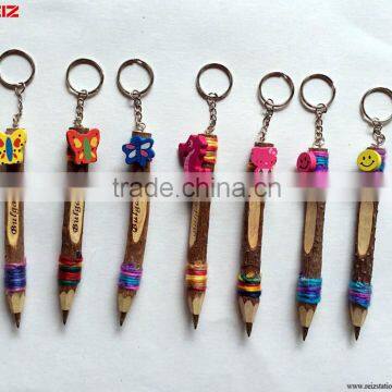 Wooden twig promotion pen with key ring