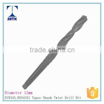 DIN345, tools drill bit, HSS 4341 Black Finished, Dia 12mm, hss taper shanks twist drill
