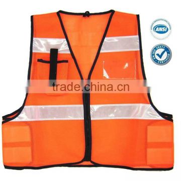 Mesh safety vest with PVC pocket