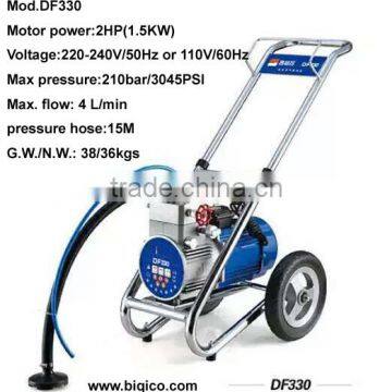 DF330 new high pressure airless paint sprayer machine 2HP(1.5KW) 210bar/3045PSI 4. L/min for two spray gun working together