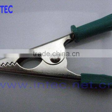 Jumper Wires Alligator Crocodile Roach Test Clip Plastic Handles Crocodile clips 80mm green color I00144