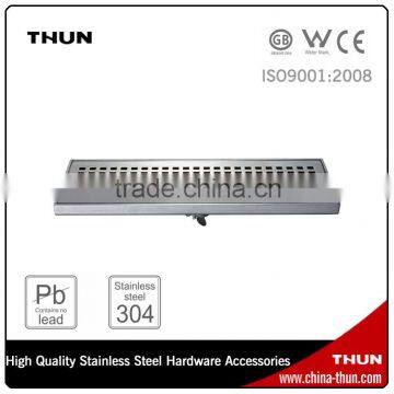 Stainless steel linear shower floor drain with wedge wire grate