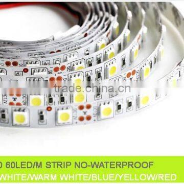 DC 12V NO-WATERPROOF SMD 5050 LED FCLEXIBLE STRIP TAPE 60LED/METER 14.4W/METER 720LM/M LIGHT DOUBLE SIDED TAPE CE/ROHS NEW