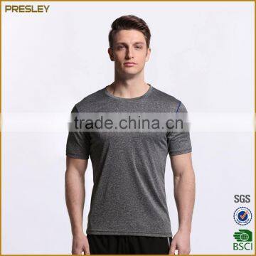 2016 Custom Design 100% Cotton Men's Heather Plain Round Neck Sports T Shirt