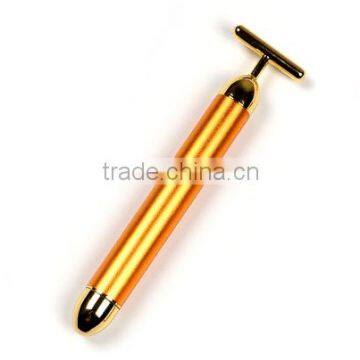 24K Gold T-shaped Vibration Beauty Massager Stick Gold Bar