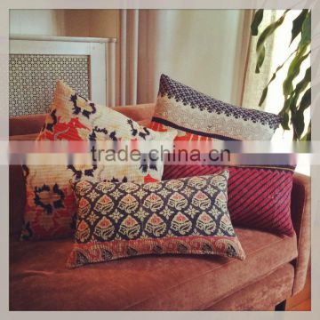 Vintage Pillow Kantha Sari Cushion