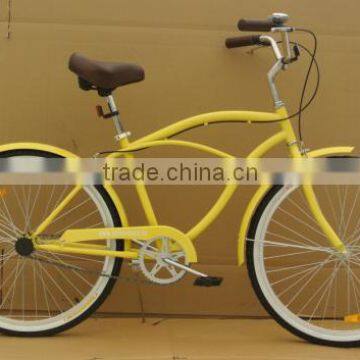 26inch yellow beach cruiser bike made in china