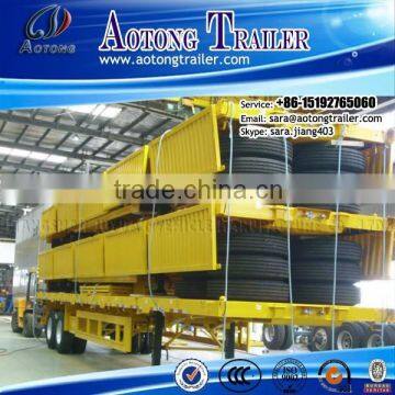3 axle drop deck trailer with side wall detachable for cargo bulk goods transportation