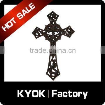 KYOK Special design wrought iron curtain iron cross,home decorative iron cross,cast iron crosses