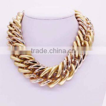 Wholesale rose gold two color cowboy cuban link chain necklace GJ-095