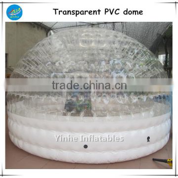 High quality transparent inflatable PVC dome tent with white base