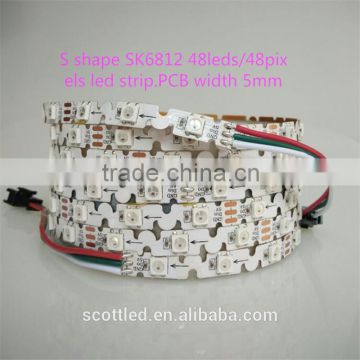 PCB width 5mm S shape bendable digital led strip addressable Built-in sk6812 IC led strip                        
                                                                                Supplier's Choice