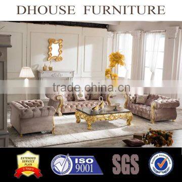 2016 italian classical fabric sofa solid wood feed with gold & siliver foil AL037