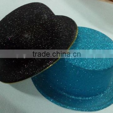 Promotional glitter bling plain blue black party top hat