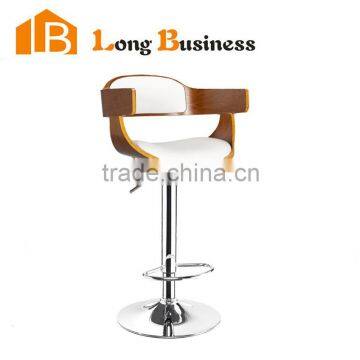 LB-5020 Most popular newest simple high wooden legs bar chair price with white back