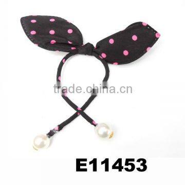 girls dot fabric wire rabbit ear hair band wholesale