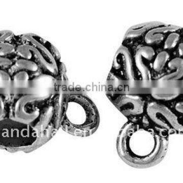 Tibetan Style Hangers, Lead Free, Barrel, Antique Silver, Size: about 8.5x9mm, hole: 2mm(LF11529Y)