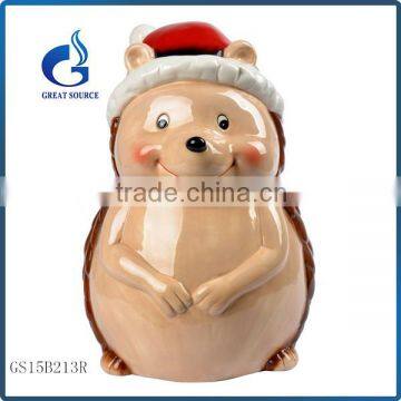 cheap ceramic hedgehog christmas animal gift cookie jars