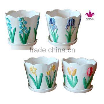 Hand-painted flower design ceramic mini garden planters/small flower pot