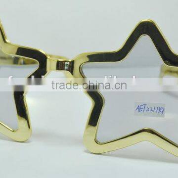 Cheap promotional star shaped yellow color sunglasses for halloween