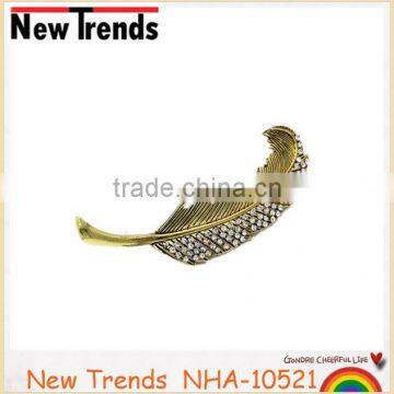 Fashion rhinestone leaf hair accessory wholesale leaf hair clip