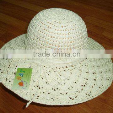 crochet twisted paper hat, big brim hat