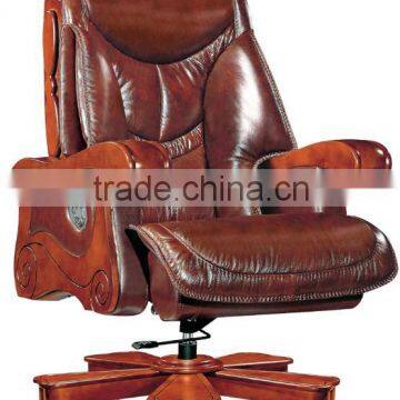 Dubai luxury king boss PU leather CEO office chair with solid wood base and wheels (FOH-A1221)