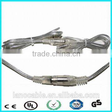 Transparent screw locking male to female 5521 dc jack cable