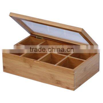 Tea Box Wooden Set Storage Box With Glass Top with glass top