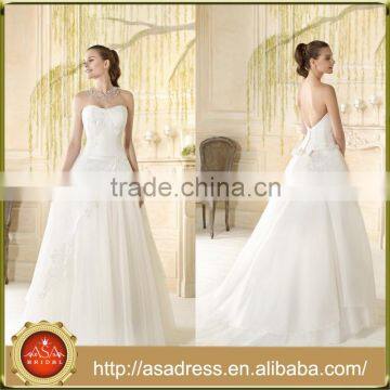 VIL-08 Off the Shoulder Strapless Appliques Tiered Ruffles Low Button Back Ball Gown Wedding Dresses