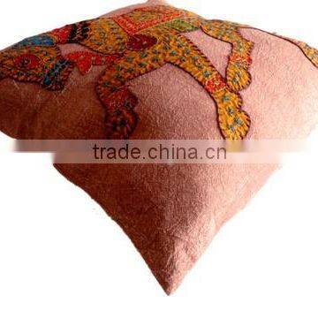 RTHCC-54 Indian Traditional Royal Horse Patchwork Art Kantha Cotton Cushion Covers New Year Christmas Home Decor Gift photo-2