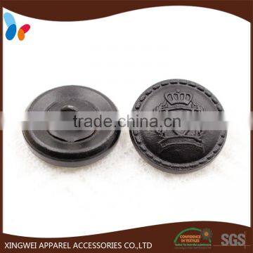 black leather covered shank button for men's suits