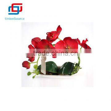 New Arrivals Red Butterfly Orchid Flower Artificial Bonsai With Vase