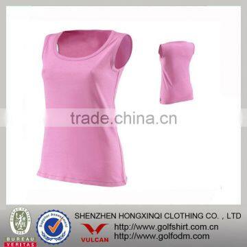 Solid Pink Color Breathable Cool Ladies Running Singlet