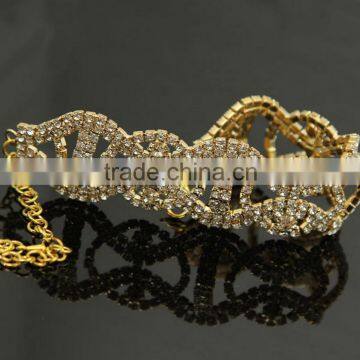 Decorative DIY Gold Bling Fashion Rhinestone Bangles J06861F02